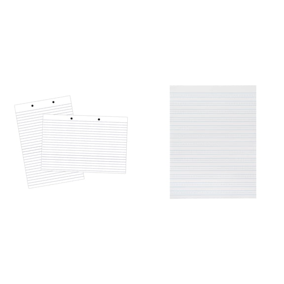 Casafoyer Primary Chart Paper and Skip-A-Line Filler Paper Combo Kit for Classroom Writing Practice