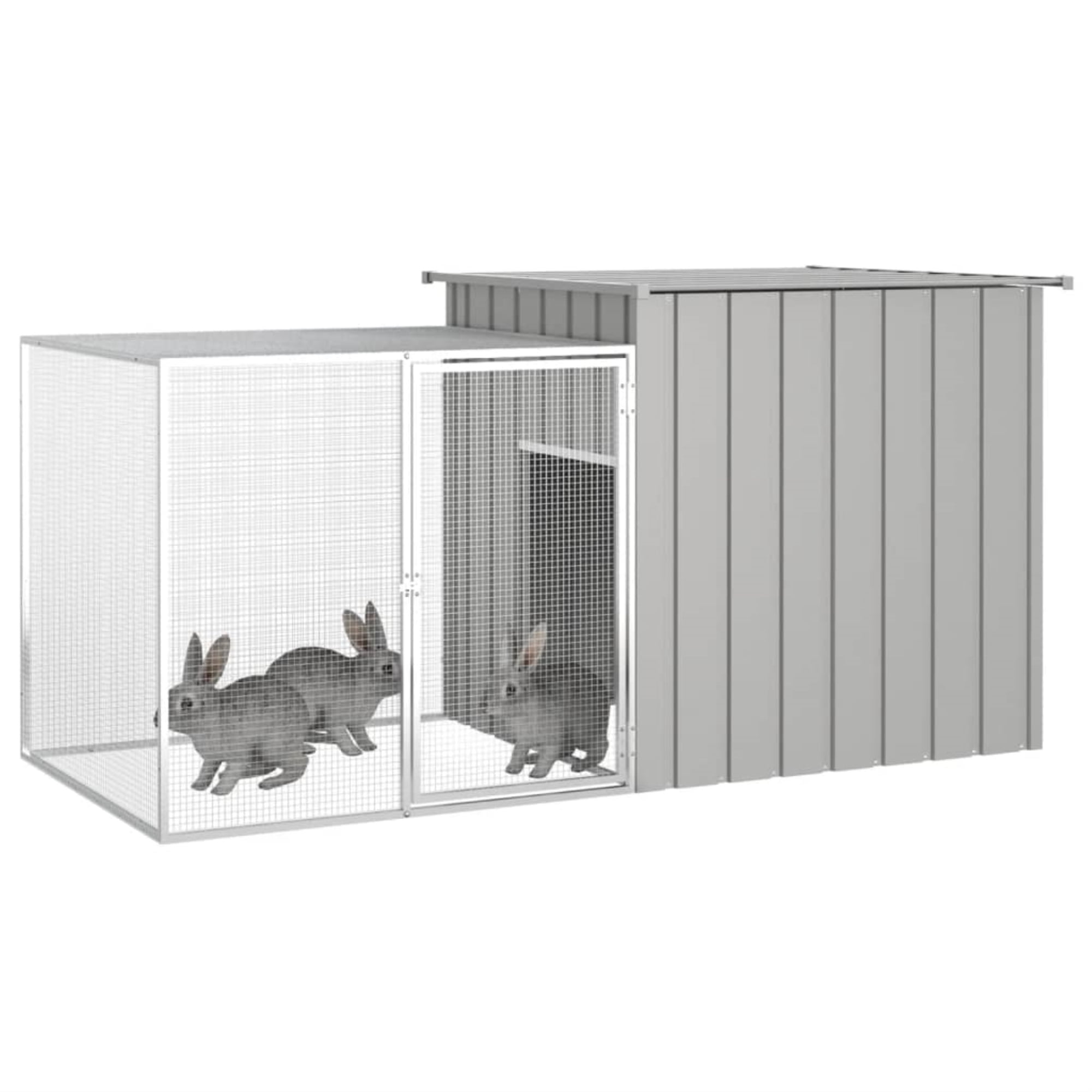 Casafoyer Rabbit Cage Gray 78.7"x35.8"x39.4" Galvanized Steel