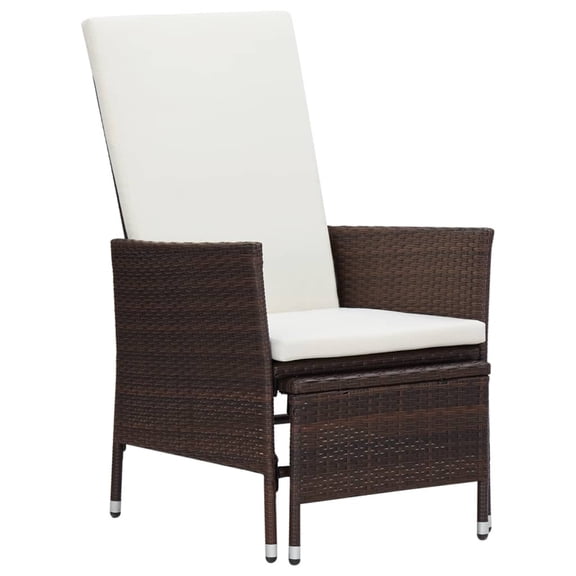 Casafoyer Reclining Garden Chair with Cushions Poly Rattan Brown