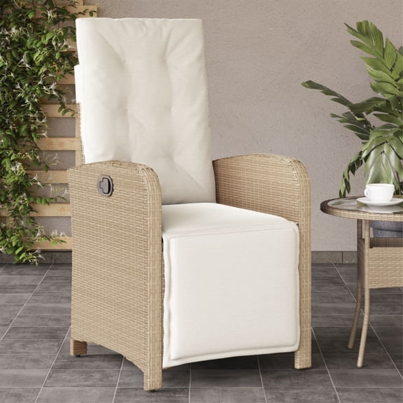 Casafoyer Reclining Patio Chair with Footrest Beige Poly Rattan
