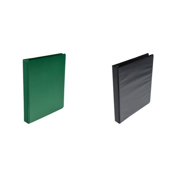 Casafoyer Round Ring Binder Combo Kit: Green & Black 1 Inch Binders for Organized Office or School Use
