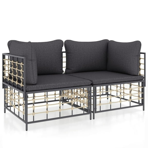 Casafoyer Sectional Corner Sofas with Cushions 2 pcs Poly Rattan