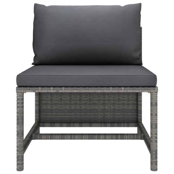 Casafoyer Sectional Middle Sofa with Cushions Gray Poly Rattan