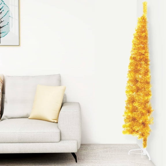 Casafoyer Slim Artificial Half Christmas Tree with Stand Gold 70.9"