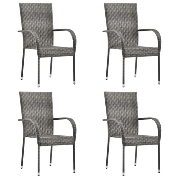 Casafoyer Stackable Outdoor Chairs 4 pcs Gray Poly Rattan