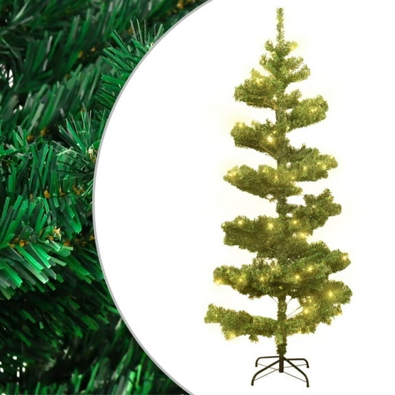 Casafoyer Swirl Christmas Tree with Stand and LEDs Green 70.9" PVC