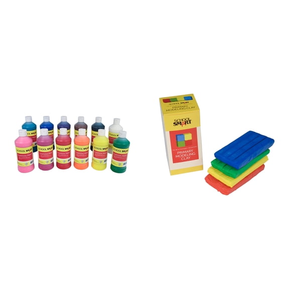 Casafoyer Tempera Paints and Modeling Clay Combo Kit for Creative Arts and Crafts Projects