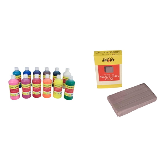 Casafoyer Tempera Paints and Modeling Clay Combo Kit for Creative Arts and Crafts at School or Home