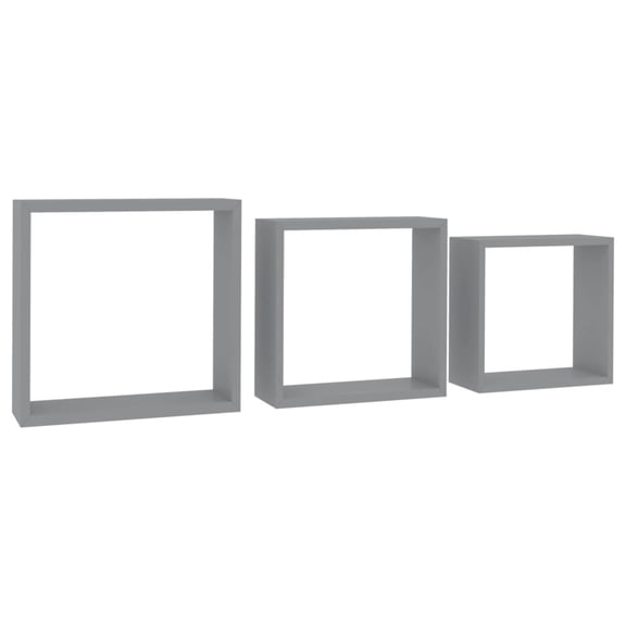 Casafoyer Wall Cube Shelves 3 pcs Gray MDF
