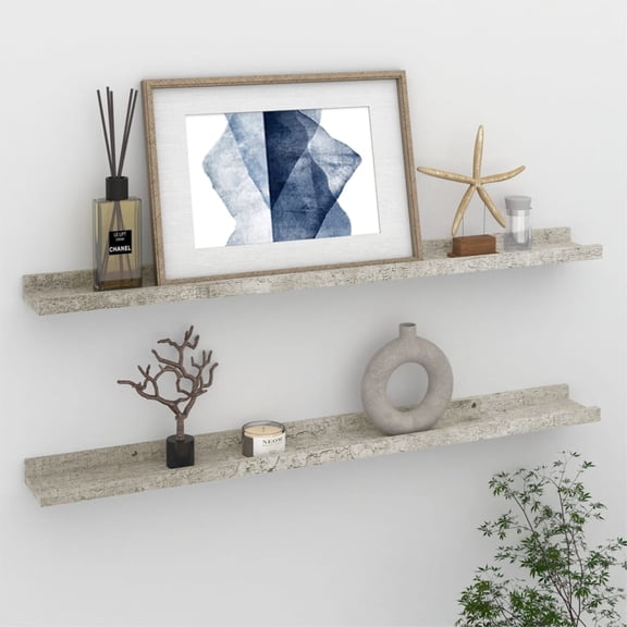 Casafoyer Wall Shelves 2 pcs Concrete Gray 31.5"x3.5"x1.2"