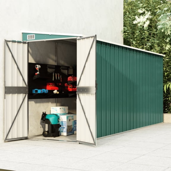 Casafoyer Wall-mounted Garden Shed Green 46.5"x150.4"x70.1" Galvanized Steel