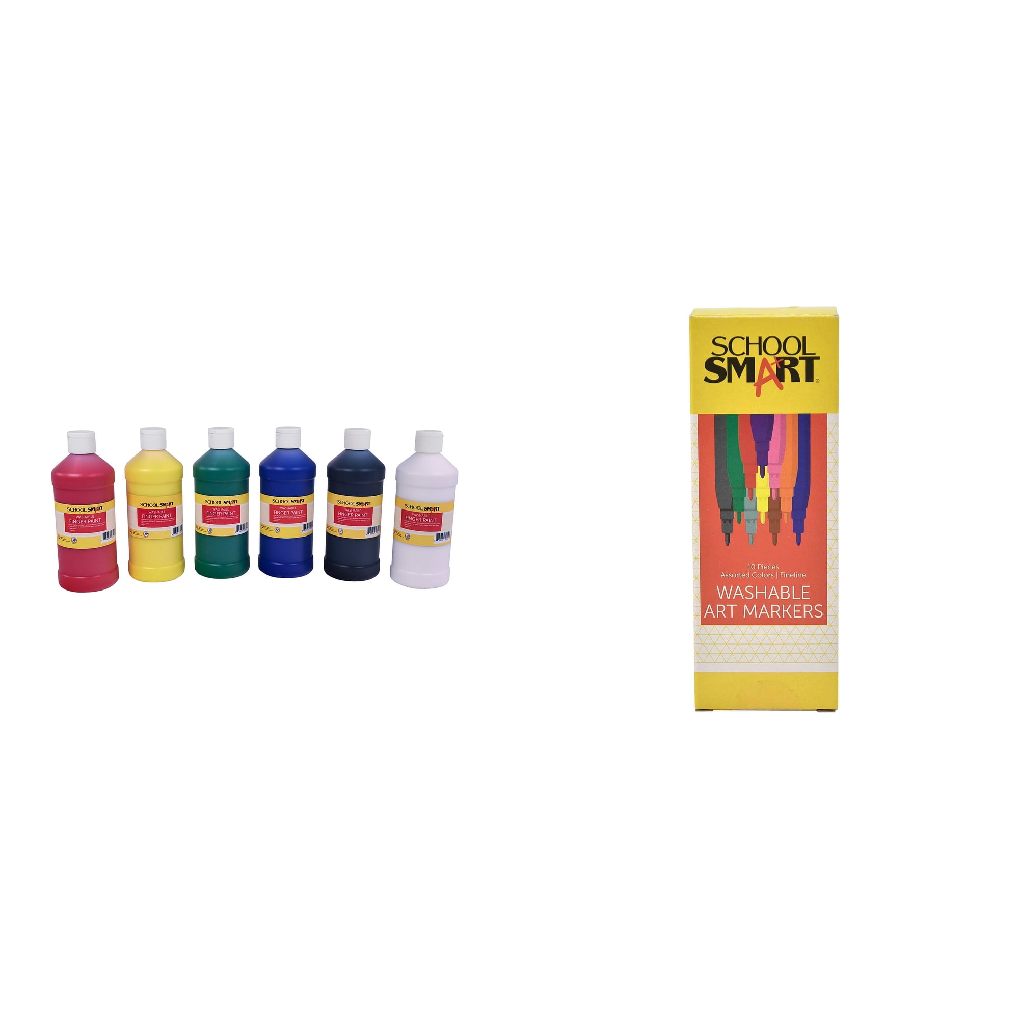 Casafoyer Washable Finger Paints & Fine Tip Washable Markers Combo Kit for Creative Arts and Crafts