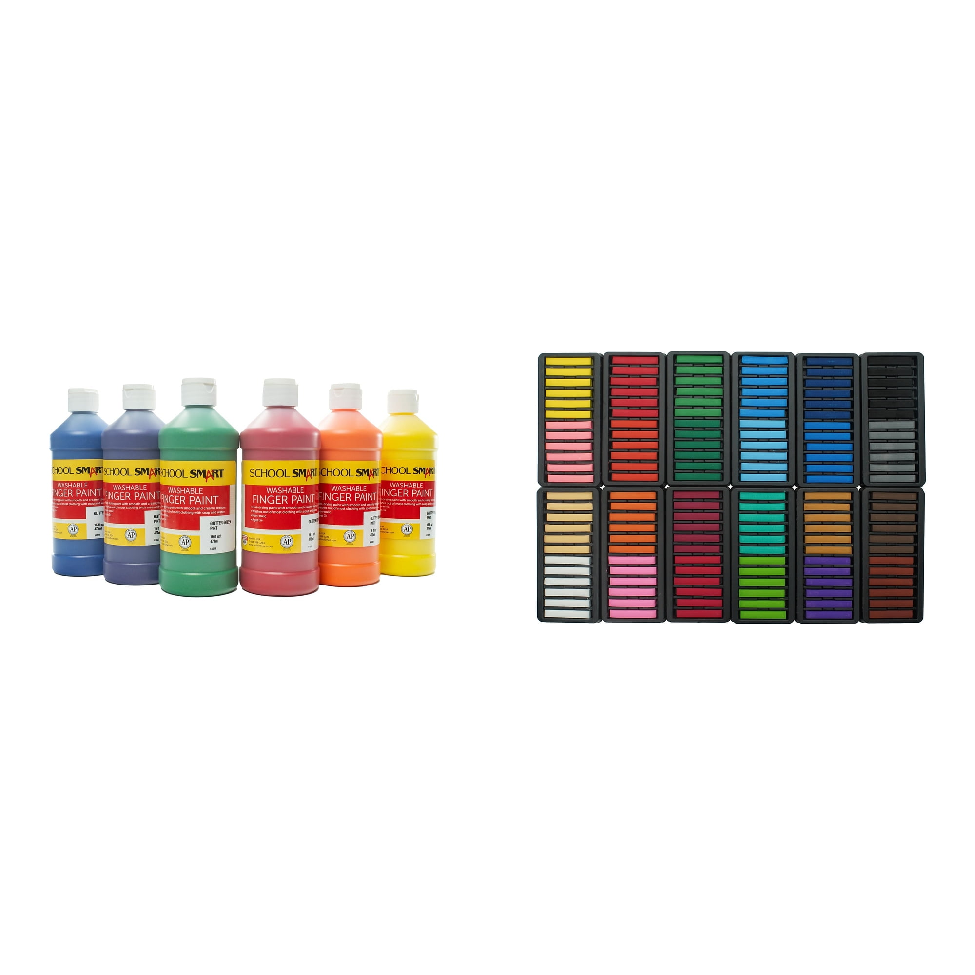 Casafoyer Washable Finger Paints & Square Chalk Pastels Combo Kit Creative Art Supplies for Kids