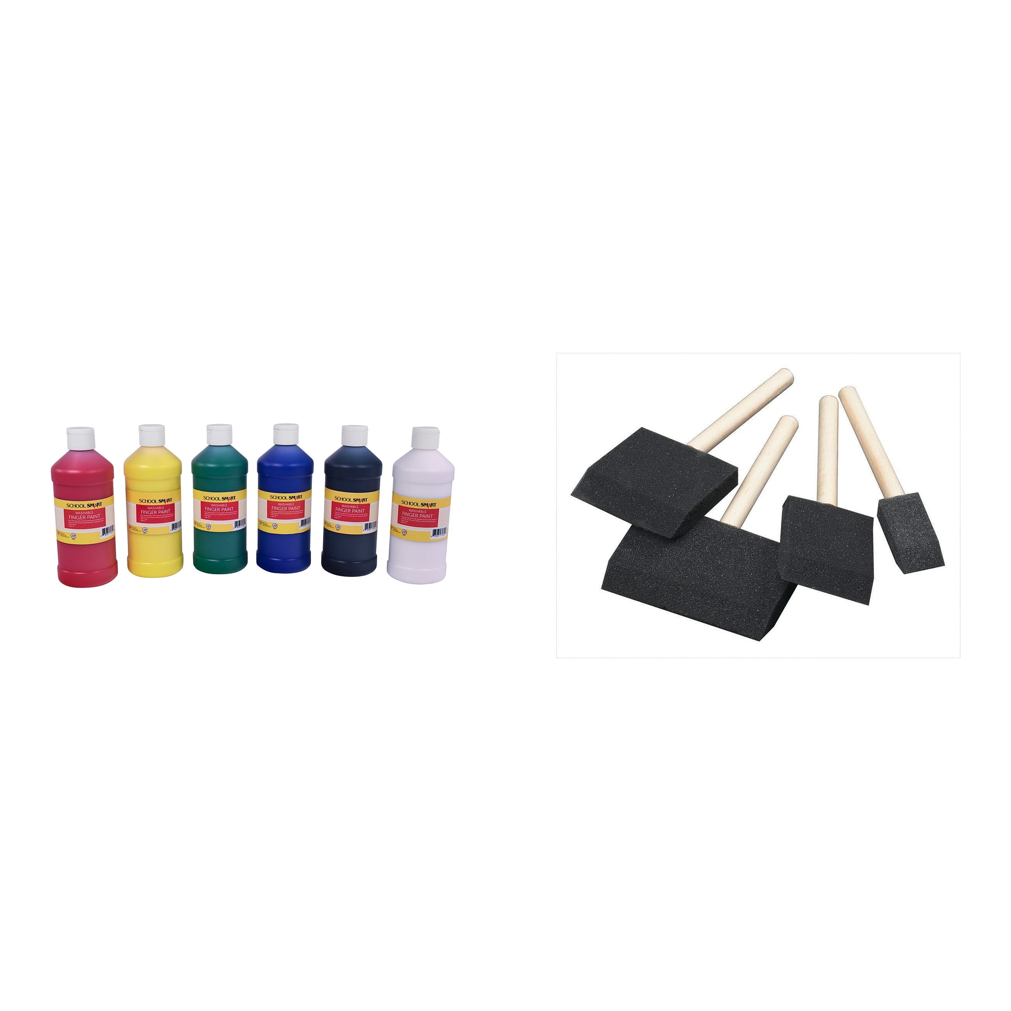 Casafoyer Washable Finger Paints and Wedge Foam Paint Brush Set Combo Kit for Creative Art Projects