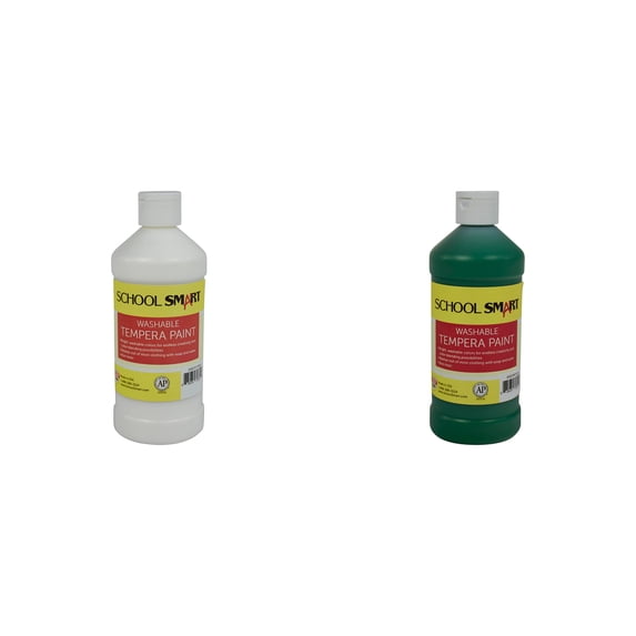 Casafoyer Washable Tempera Paints Combo Kit - White & Green, Ideal for Arts and Crafts Projects