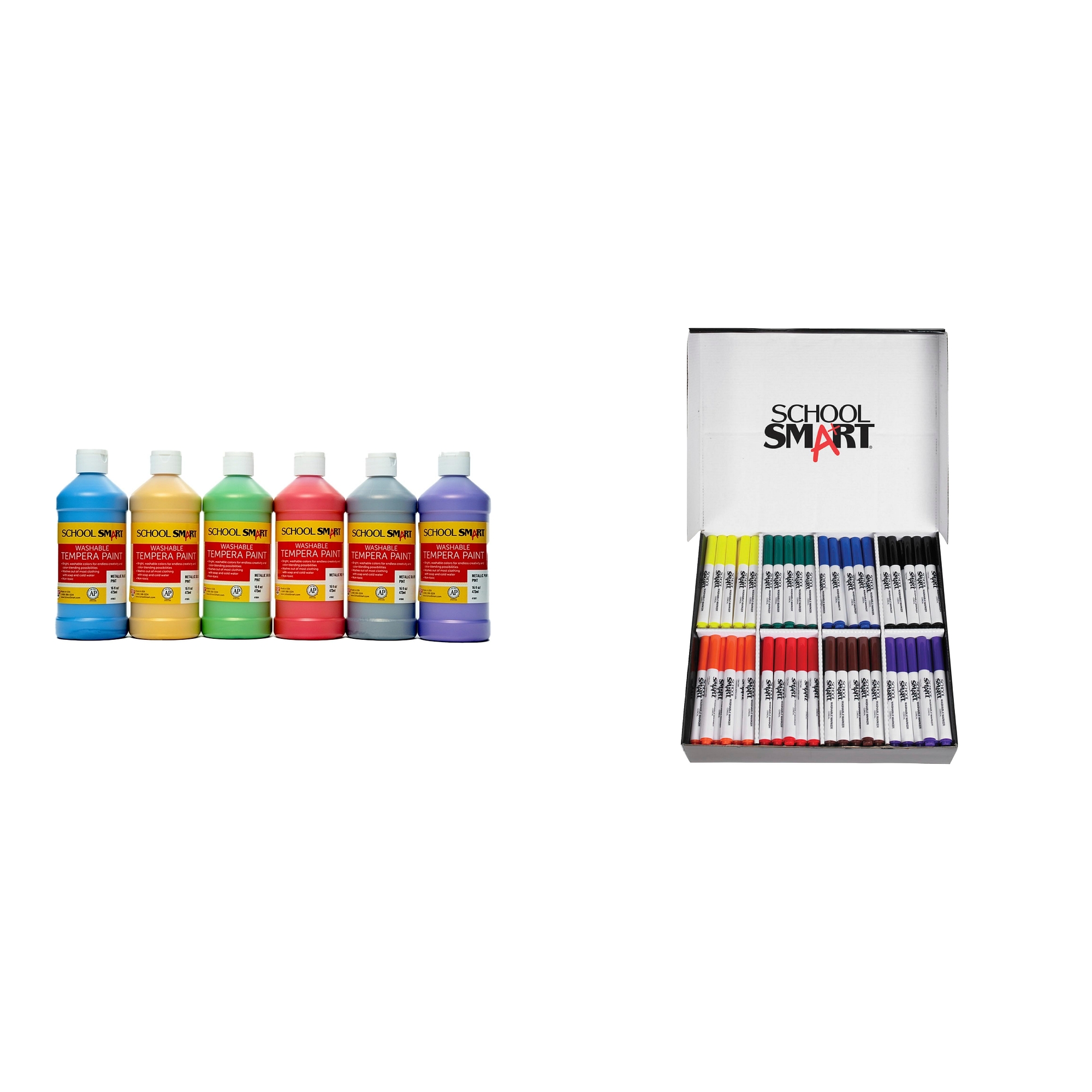 Casafoyer Washable Tempera Paints & Conical Tip Washable Markers Combo Kit for Arts and Crafts Fun
