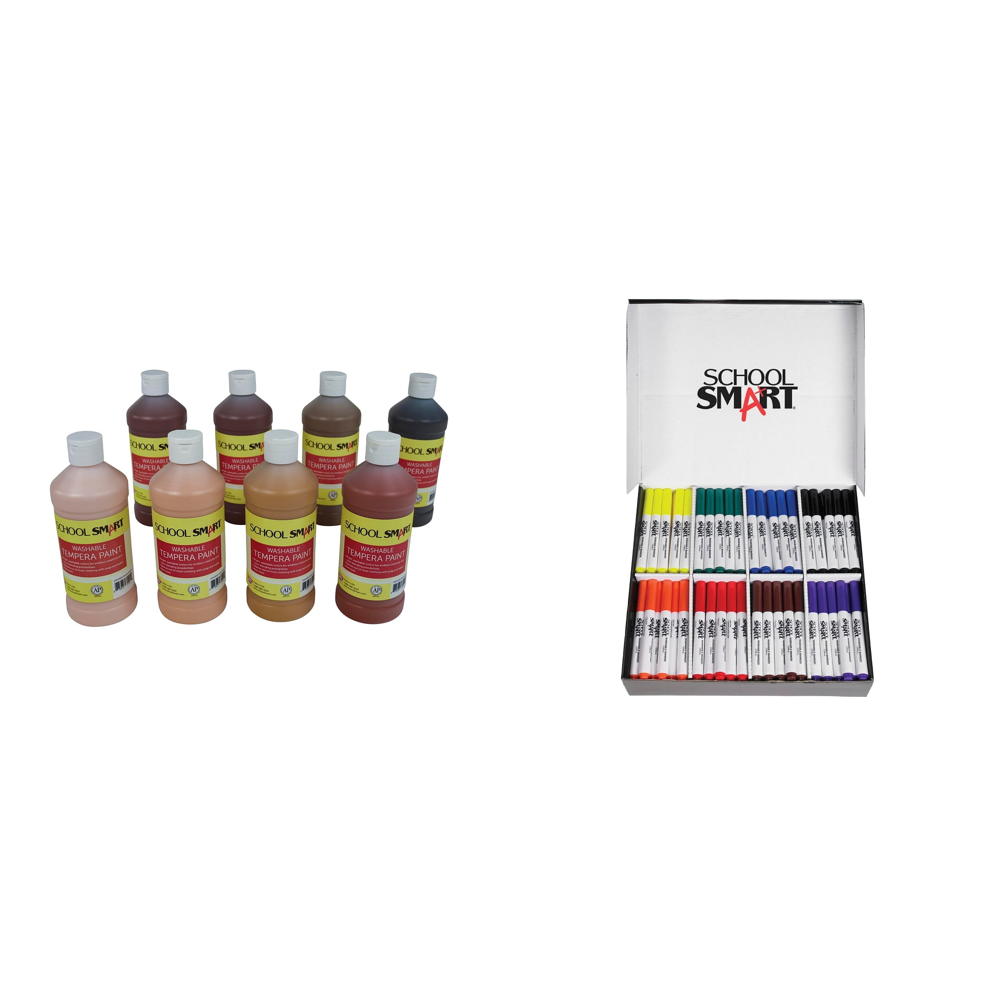 Casafoyer Washable Tempera Paints and Conical Tip Washable Markers Combo Kit for Creative Classroom and Home Use