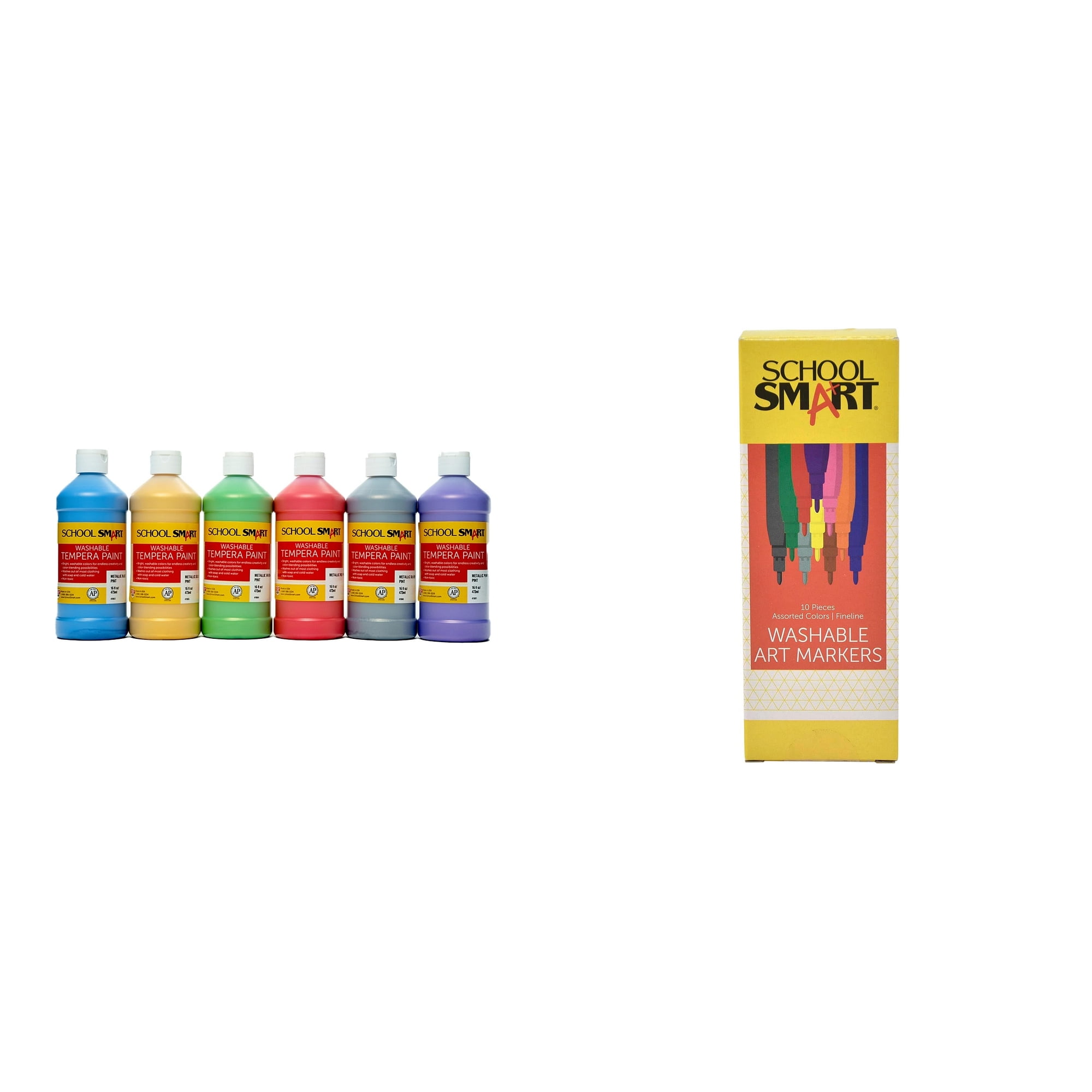 Casafoyer Washable Tempera Paints and Fine Tip Washable Markers Combo Kit for Creative Arts and Crafts Projects