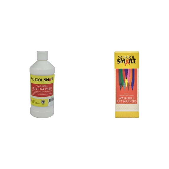 Casafoyer Washable Tempera Paints and Fine Tip Washable Markers Combo Kit for Creative Arts and Crafts