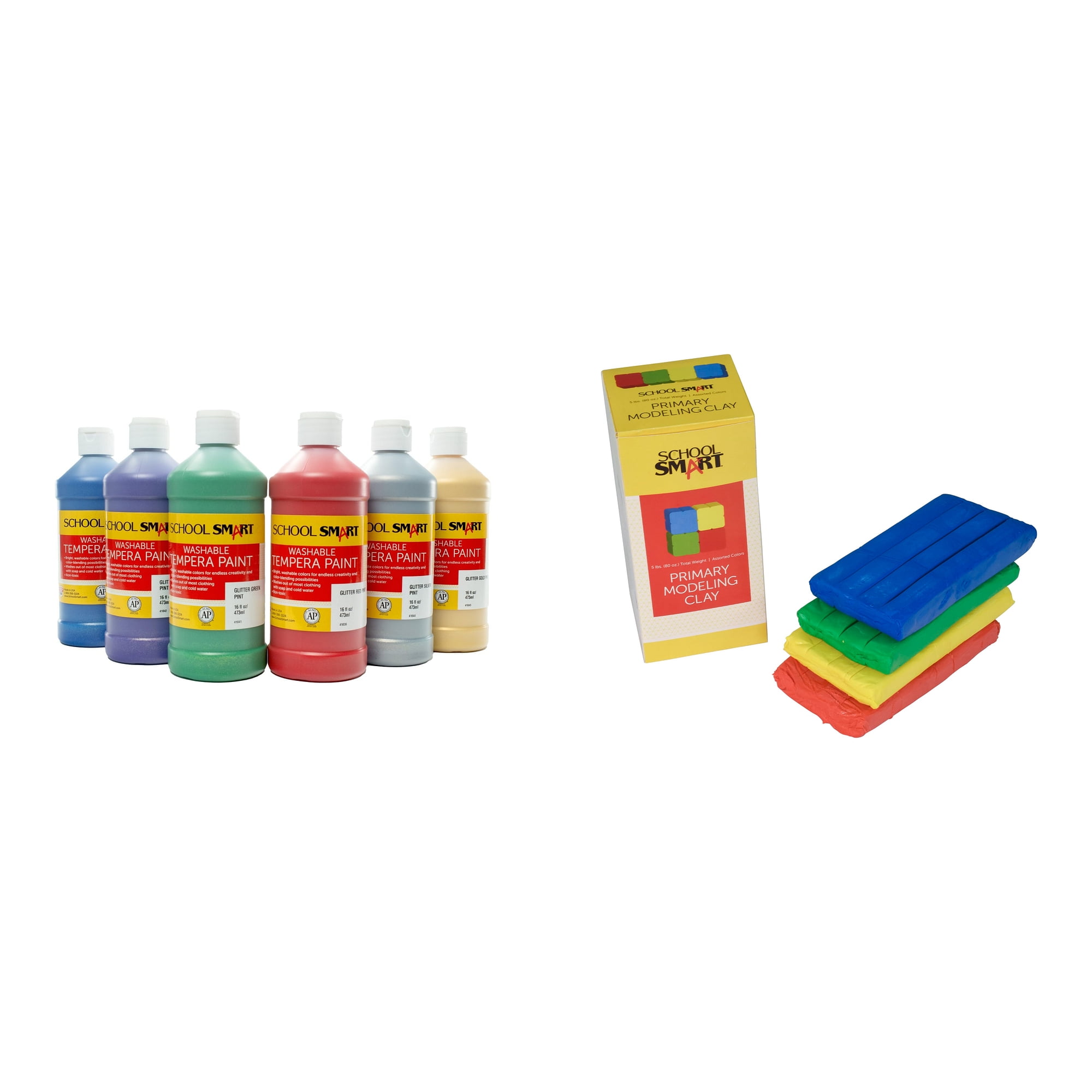 Casafoyer Washable Tempera Paints and Modeling Clay Combo Kit for Creative Arts and Crafts Projects