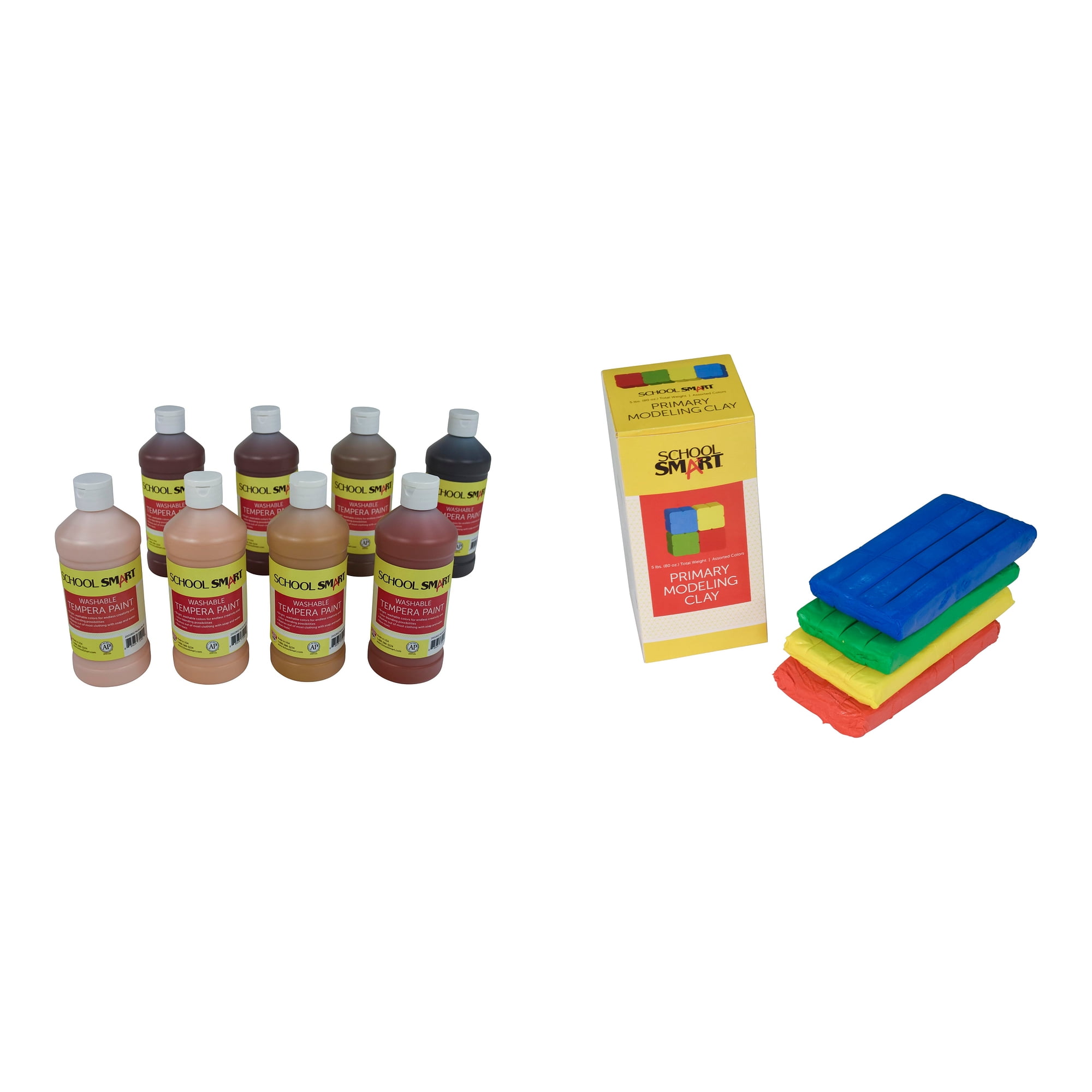 Casafoyer Washable Tempera Paints and Modeling Clay Combo Kit for Creative Arts and Crafts