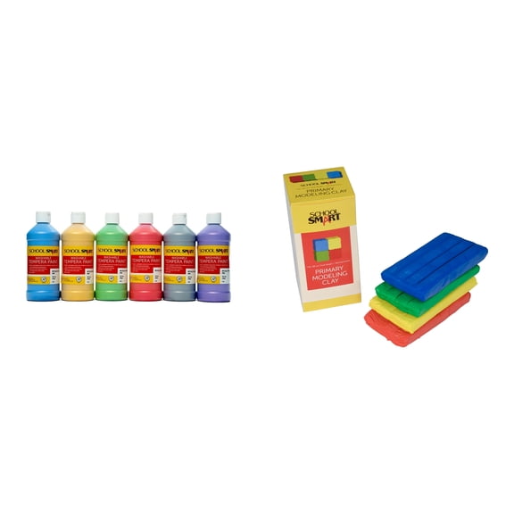 Casafoyer Washable Tempera Paints and Modeling Clay Combo Kit for Creative School and Home Art Projects