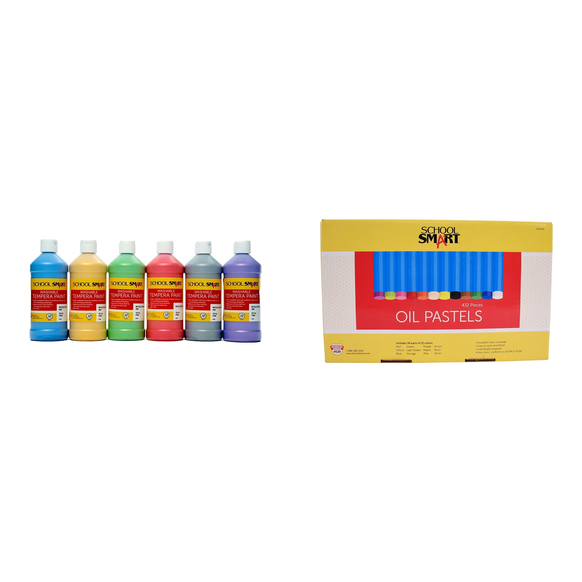 Casafoyer Washable Tempera Paints and Oil Pastels Combo Kit for Creative Arts and Crafts