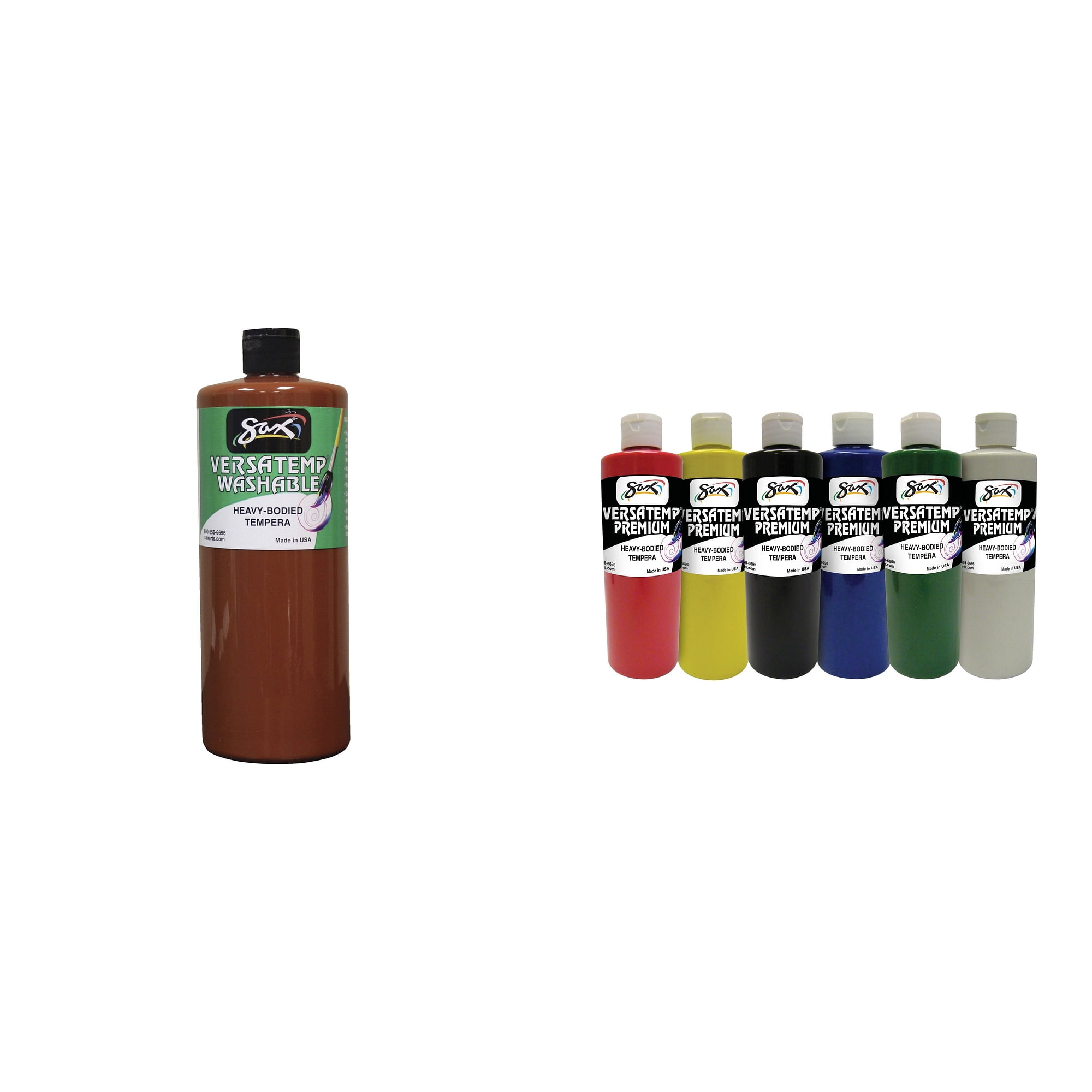 Casafoyer Washable Versatemp Heavy Bodied Tempera Paint, Brown, 1 Quart & Casafoyer Versatemp Premium Heavy-Bodied Tempera Paints, Assorted Colors, 6 Pints Combo Kit for Creative Art Projects
