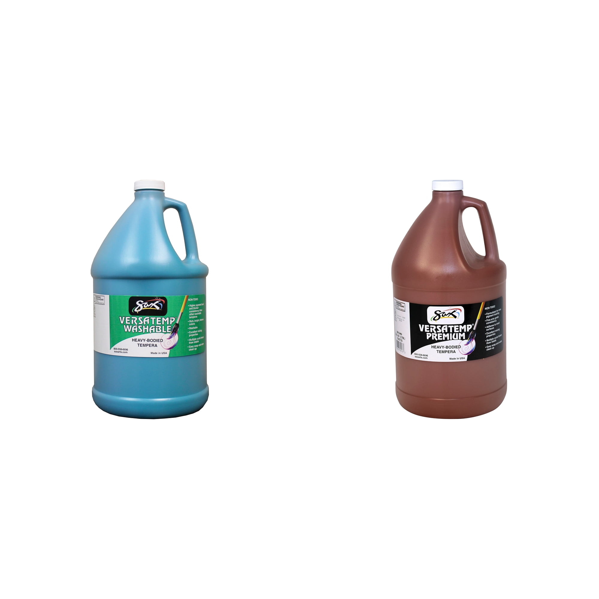 Casafoyer Washable Versatemp Heavy Bodied Tempera Paint, Turquoise and Brown, 1 Gallon Combo Kit for Art Projects