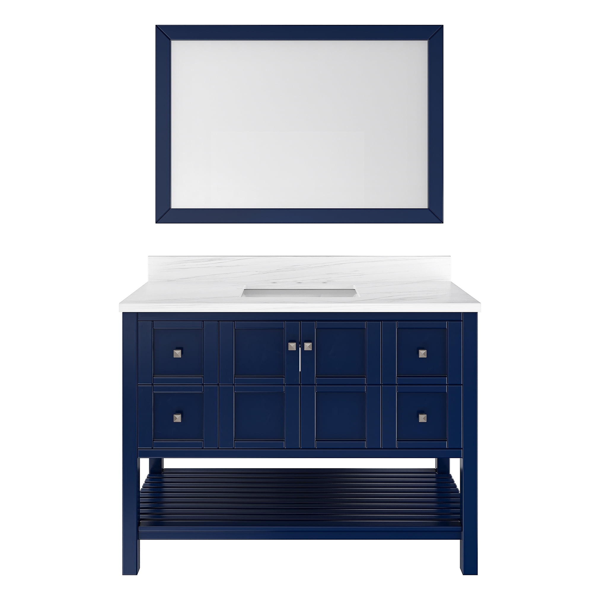 Casainc 48 inch Bathroom Vanity Marble CounterTop Ceramic Basin Blue