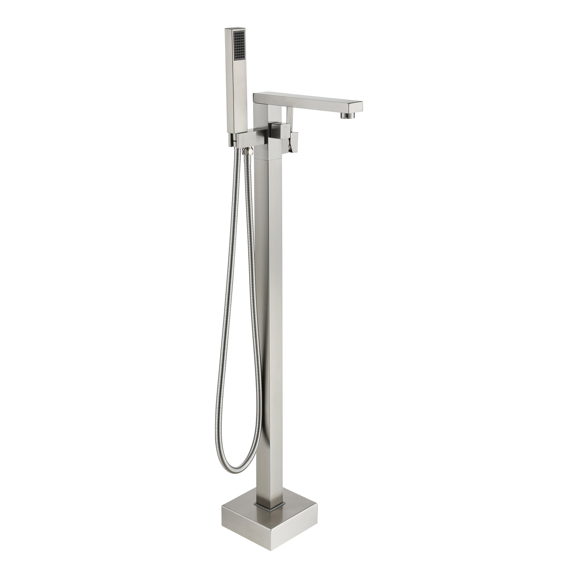 Casainc Freestanding Bathtub Faucet Swivel Spout Floor Mount with Handheld Shower Brushed Nickel A