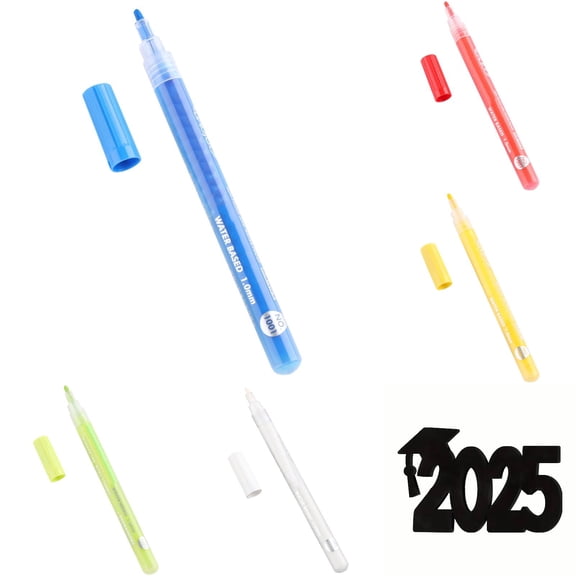 Casaio 2025 Graduation Party Decor Nail Pens 12 Colors Acrylic Paint Pens Tip Nail Pens For 3d Nail Line Drawing Dotting Floral Design Diy Nail 1ml