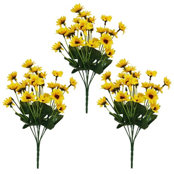Casaio Artificial Flowers 24 Heads Artificial False Sun Flowers DIY Bouquet Home Decor Fake Bouquet Faux Flower Bouquet