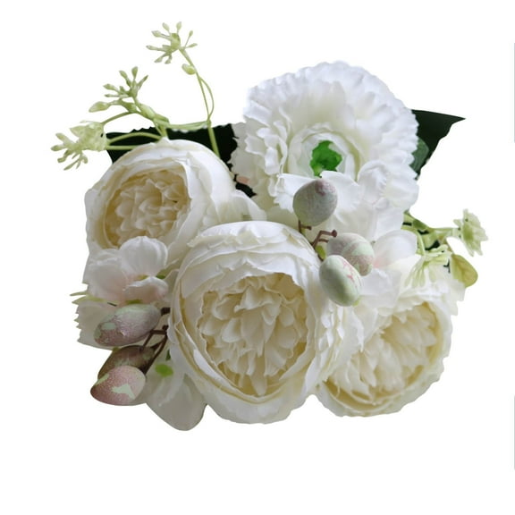 Casaio Artificial Peony Flowers 5-Head Artificial Peony Flowers, Lifelike Silk Faux Flower Bouquet for Wedding, Party, and Home Table Decoration Silk Peony Bouquet