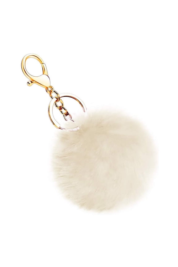 Fuzzy Keychain Fuzzy Pom Pom Keychain – Cute Plush Ball Key Ring for Bag, Car Keys, Purse or Backpack Charm Pom Pom Keychain