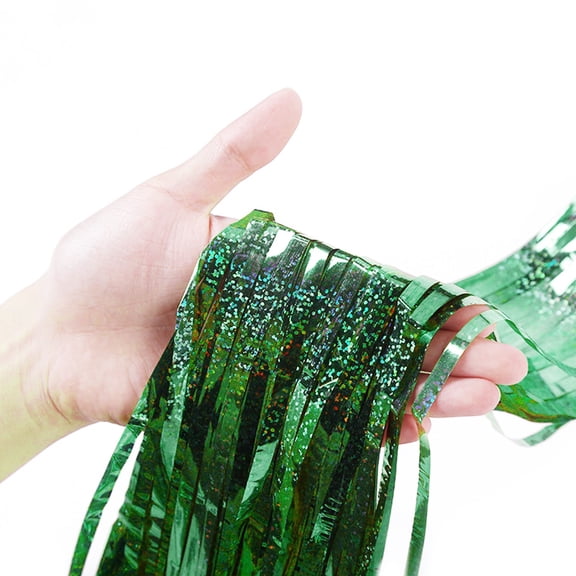 Casaio Laser Tinsel Curtain Laser Tinsel Curtain Metallic Fringe Backdrop – Iridescent Shiny Streamers for Birthday, Party Wall Decor, Photo Booth & Door Metallic Fringe Curtain