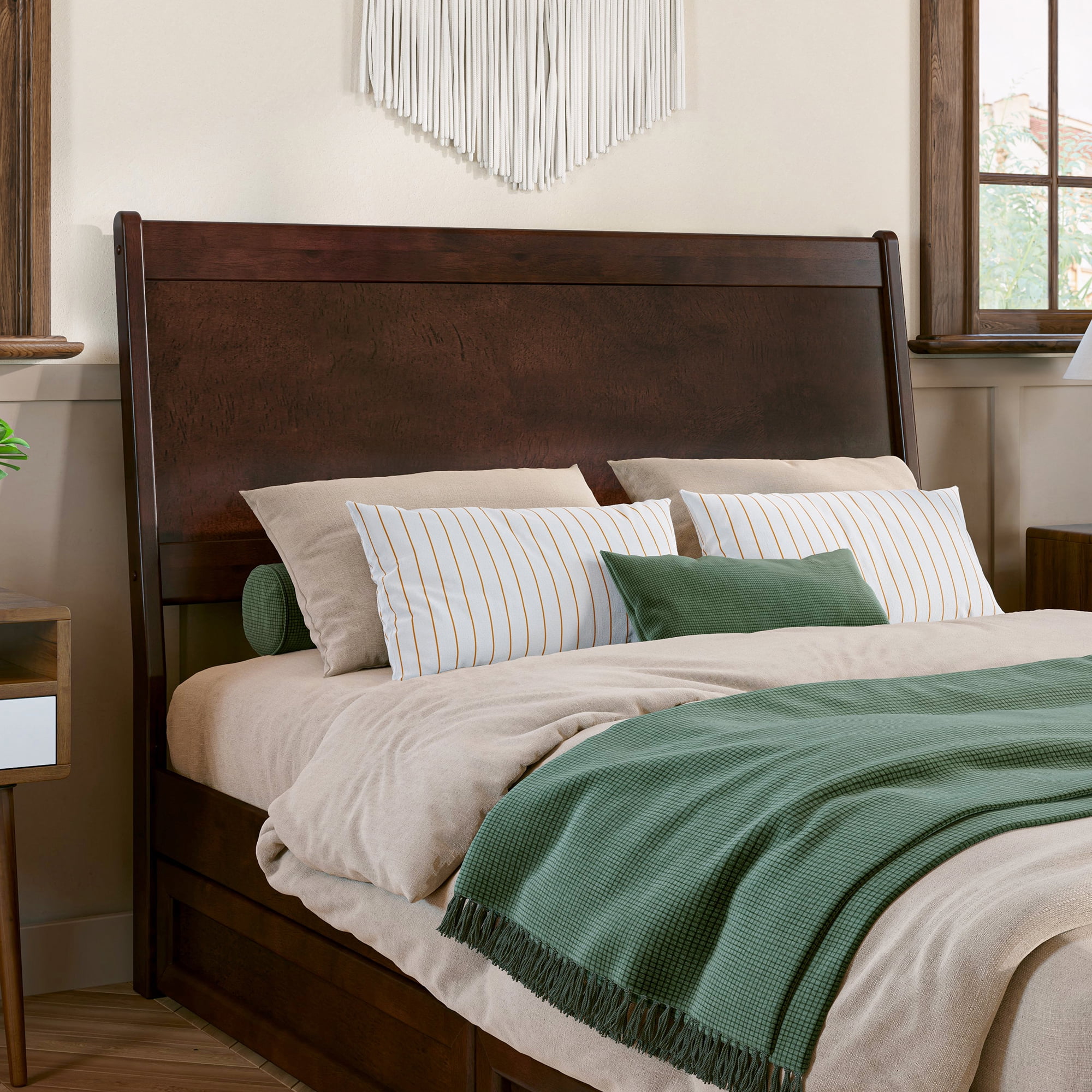 Casanova Full Walnut Solid Wood Panel Headboard