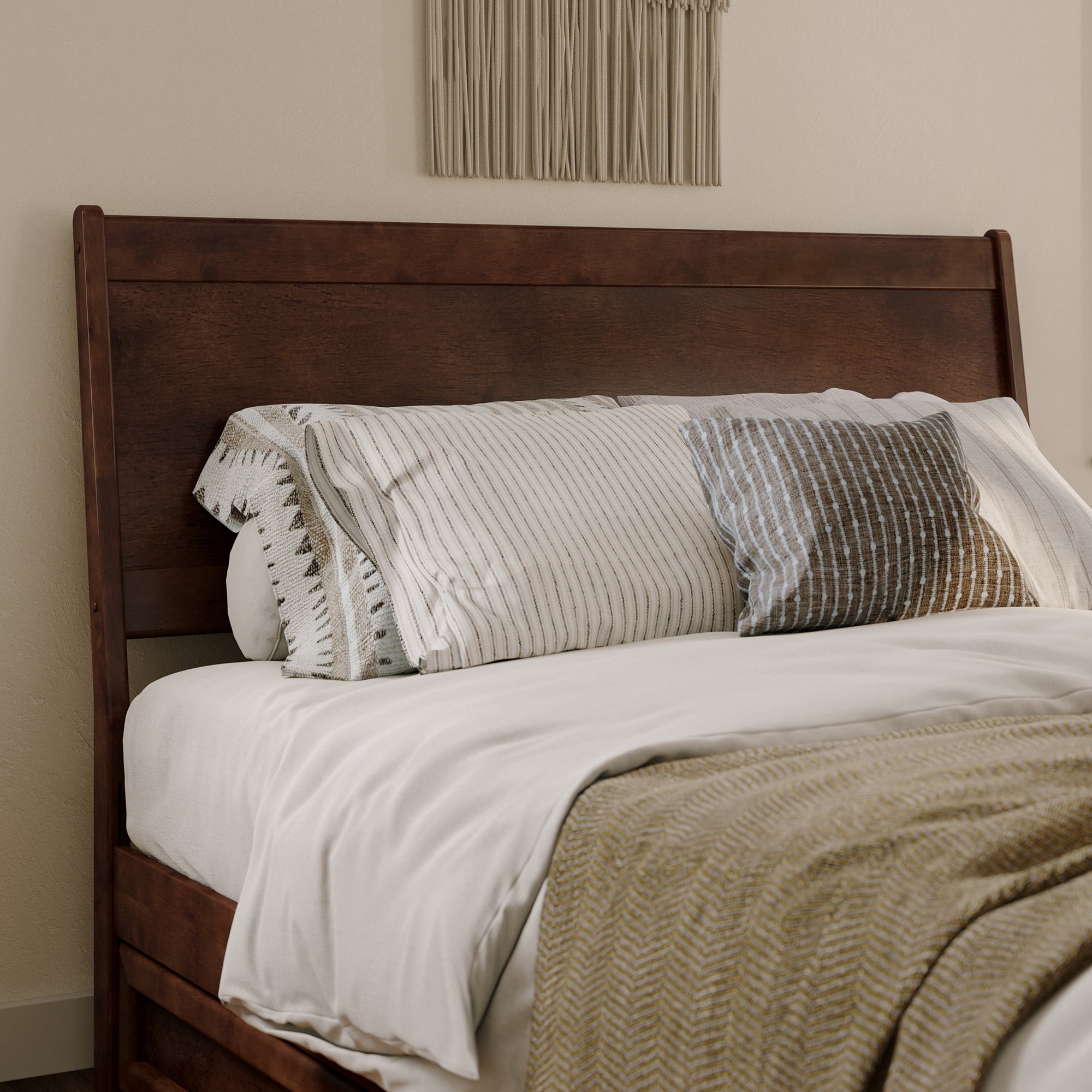 Casanova Queen Walnut Solid Wood Panel Headboard