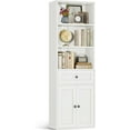 thumbnail image 1 of Casaottima Book Shelf & Bookcase with Doors and Drawer, 6-Tier Tall Bookshelf, Floor Standing Display Storage Shelves for Home Office, Living Room, White, 1 of 14