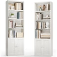 thumbnail image 1 of Casaottima Bookshelf and Bookcase with Doors, Floor Standing 6-Tier Shelf Display Storage Shelves, Tall Bookcases for Home Office, Living Room, White 2 Pack, 1 of 7