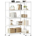 thumbnail image 1 of Casaottima Corner Bookshelf 5 Tier, 57 Inches Reversible Book Shelf for Living Room,  Wooden Bookcase with Open Shelves and Metal Frame for Bedroom, Home Office, Kitchen, White, 1 of 16