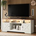 thumbnail image 1 of Casaottima TV Stand for 65 Inch TV, Farmhouse Entertainment Center with Power Outlet & LED Light and Storage Cabinets, Console Table and Media Furniture for Living Room Bedroom, White, 1 of 15