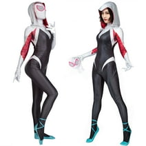 Casapre Adults Gwen Superhero Universe Costume Cosplay Set Spandex Jumpsuit 3D Style Gwen Costume