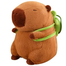 Casapre Cute Capybara Plush Brown Capybara Stuffed Aniamls Toys with Turtle Backpack Hugging Gifts for Kids 9.8Inches
