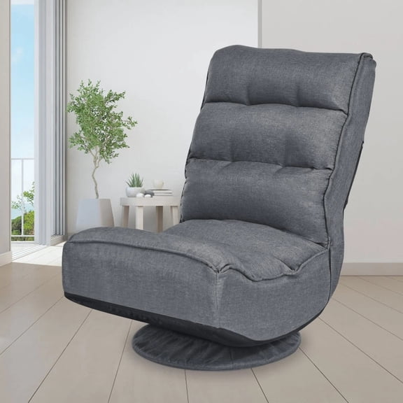 Casart 360 Degree Swivel Game Chair Folding 4-Position Adjustable Floor Lazy Sofa Chair