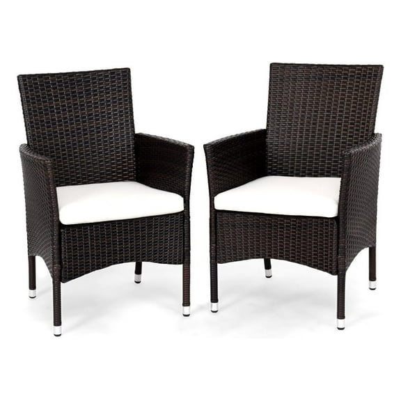 Casart Set of 2 Patio Chairs, Outdoor Wicker Chair Set with Removable Cushions, Great for Garden, Porch and Poolside