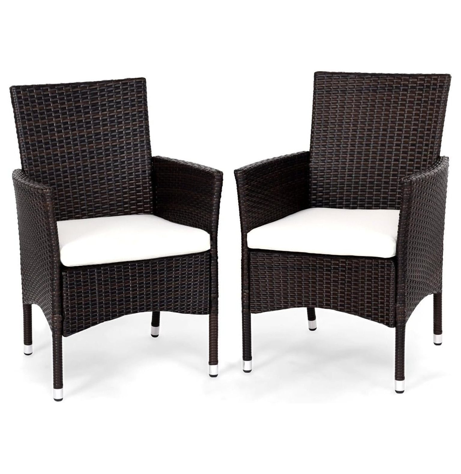 Casart Set of 2 Patio Chairs, Outdoor Wicker Chair Set with Removable Cushions, Great for Garden, Porch and Poolside