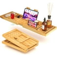 thumbnail image 1 of Casavala Bamboo Bath Caddy Foldable Bathtub Tray With Storage Travel Bag, 1 of 8
