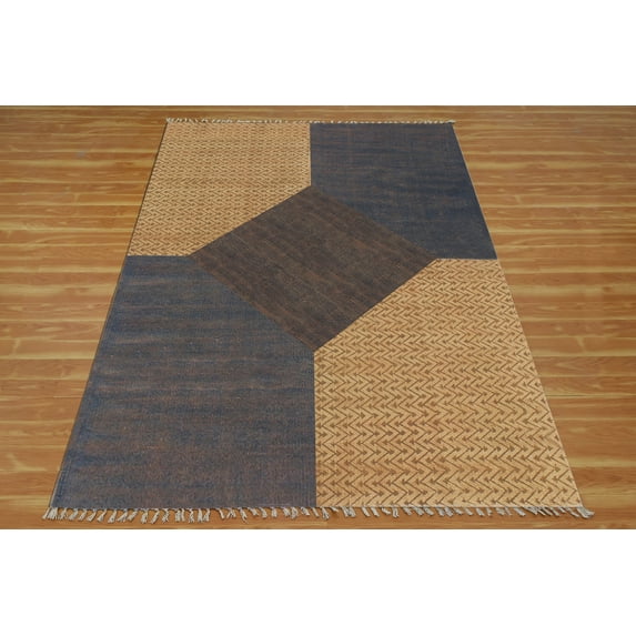 Casavani - 10'x14' Area Rugs for Living Room & Dining Room Handblock Printed Blue Cotton Dhurrie