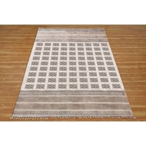 Casavani - 2'x3' Handwoven Cotton Block Printed Rugs Beige Cotton Area Rugs for Entrance